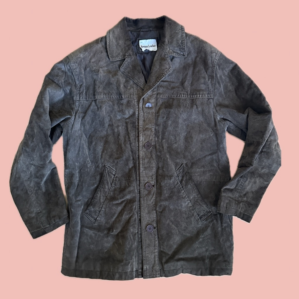 Keenan Leather Real Suede Jacket Brown Size L Vintage Classic